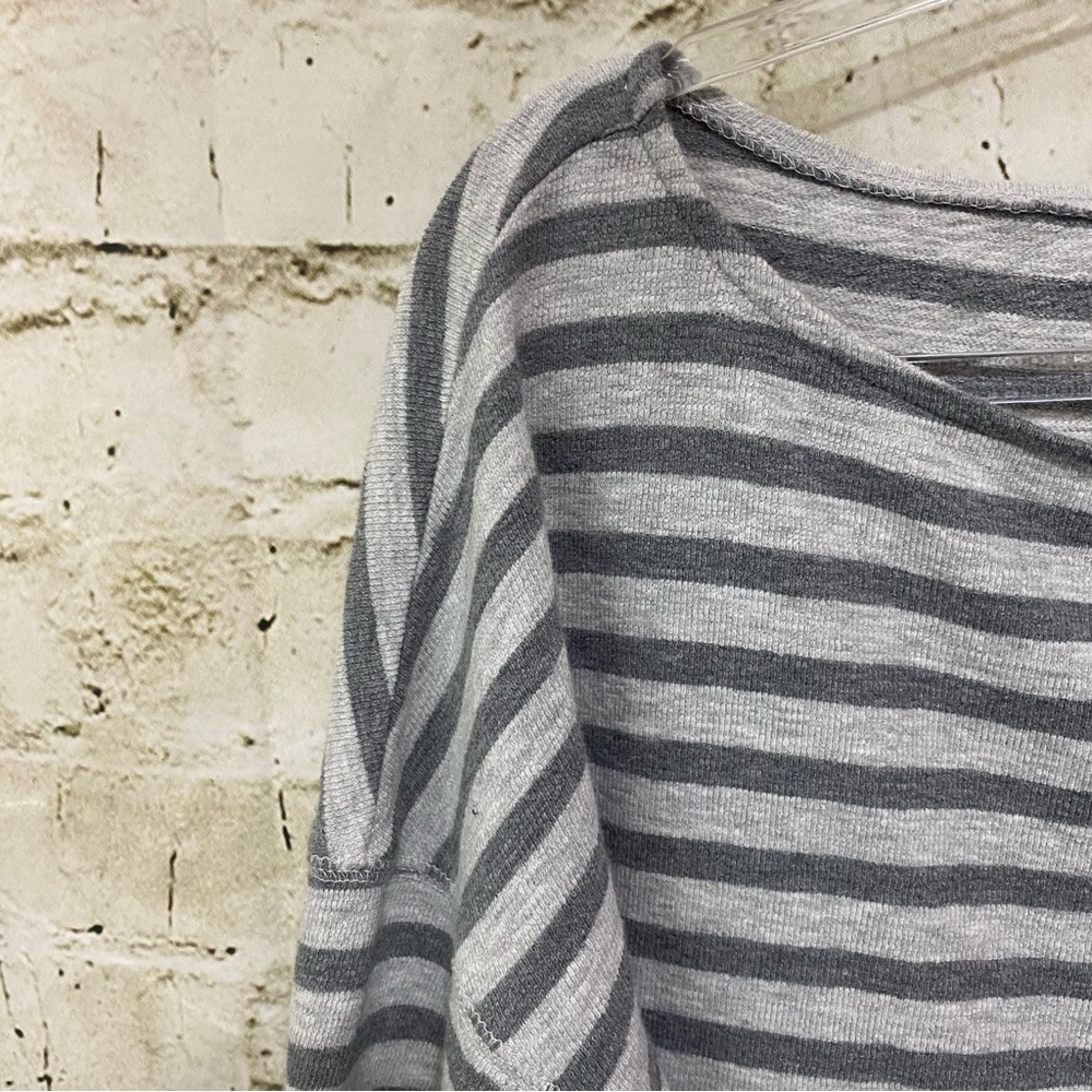 Lou & Grey Gray Striped Cotton Boat Neck 3/4 Sleeve Top - Picture 2 of 5